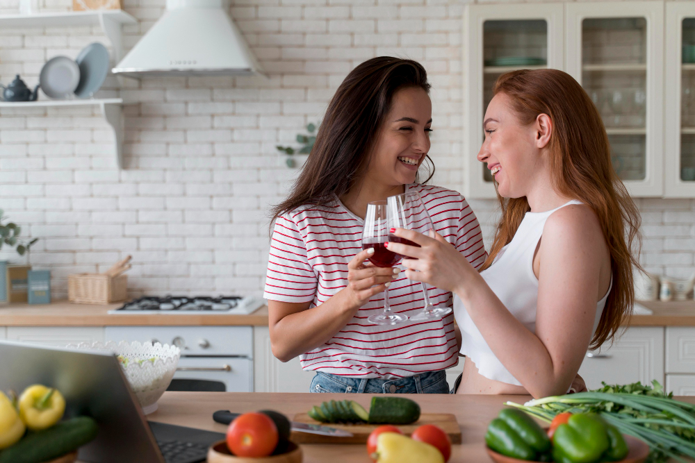 Friends enjoying a healthy meal together